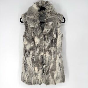Real fur Vest light gray and gray quiet luxury, maximalist cottagecore